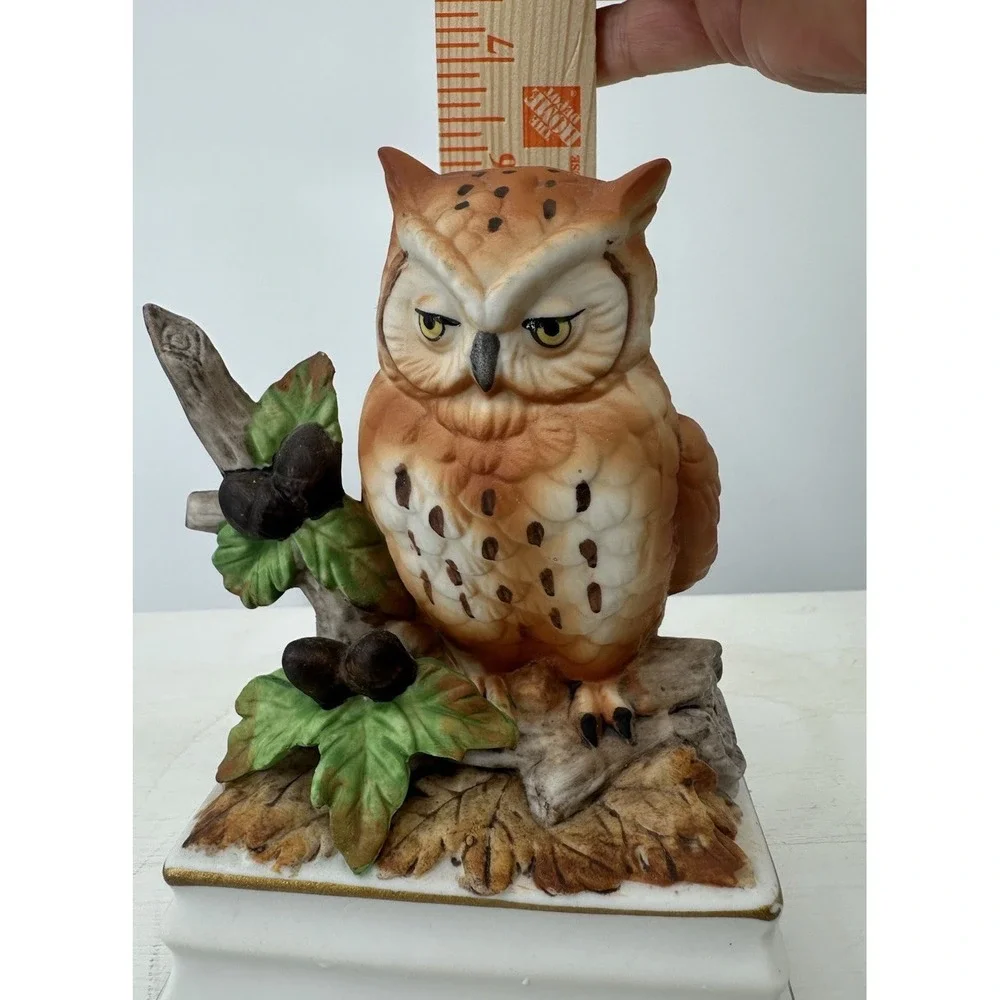 Vintage Music Box Owl On Branch Towle Fine Porcelain Plays Autumn Leaves